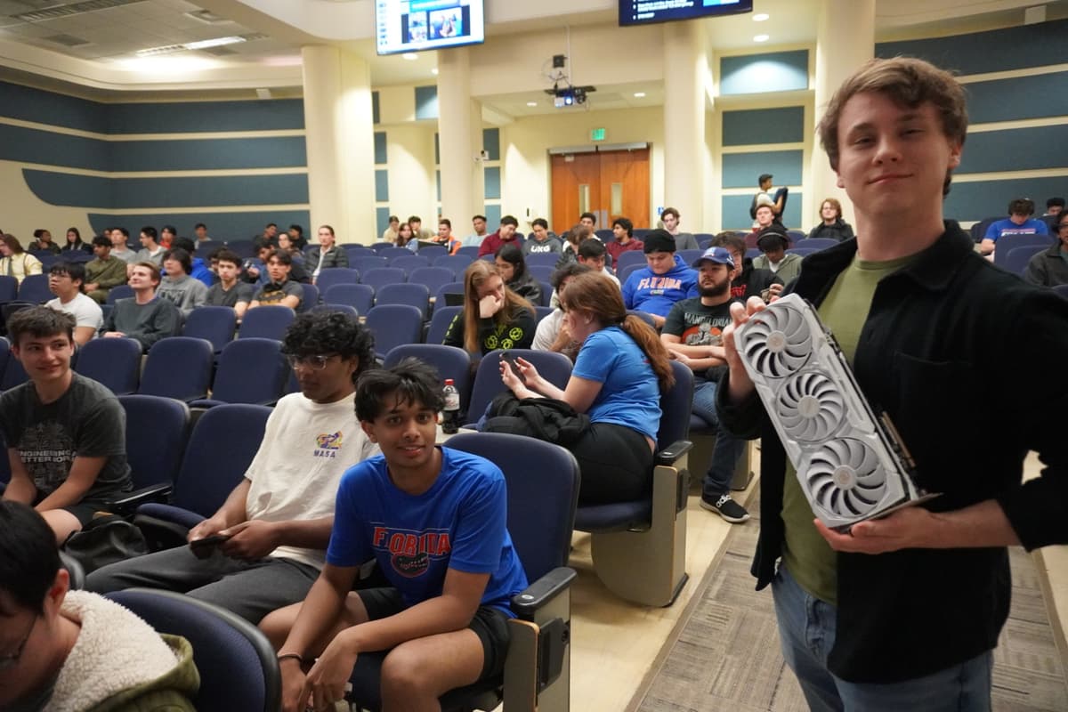 Ethan holding the graphics card